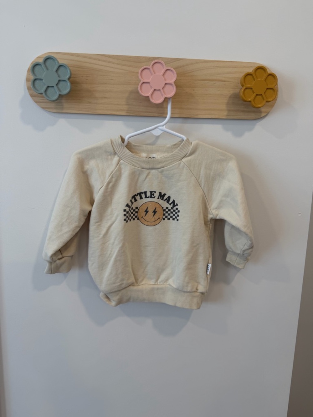Little Man Cream Crewneck Sweatshirt for Kids